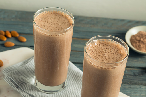Healthy Homemade Chocolate Protein Shake with Almond Milk